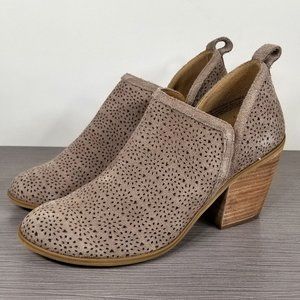 Susina Camden Perforated Block Heel Booties, Tan Suede, Womens Size 9.5 M